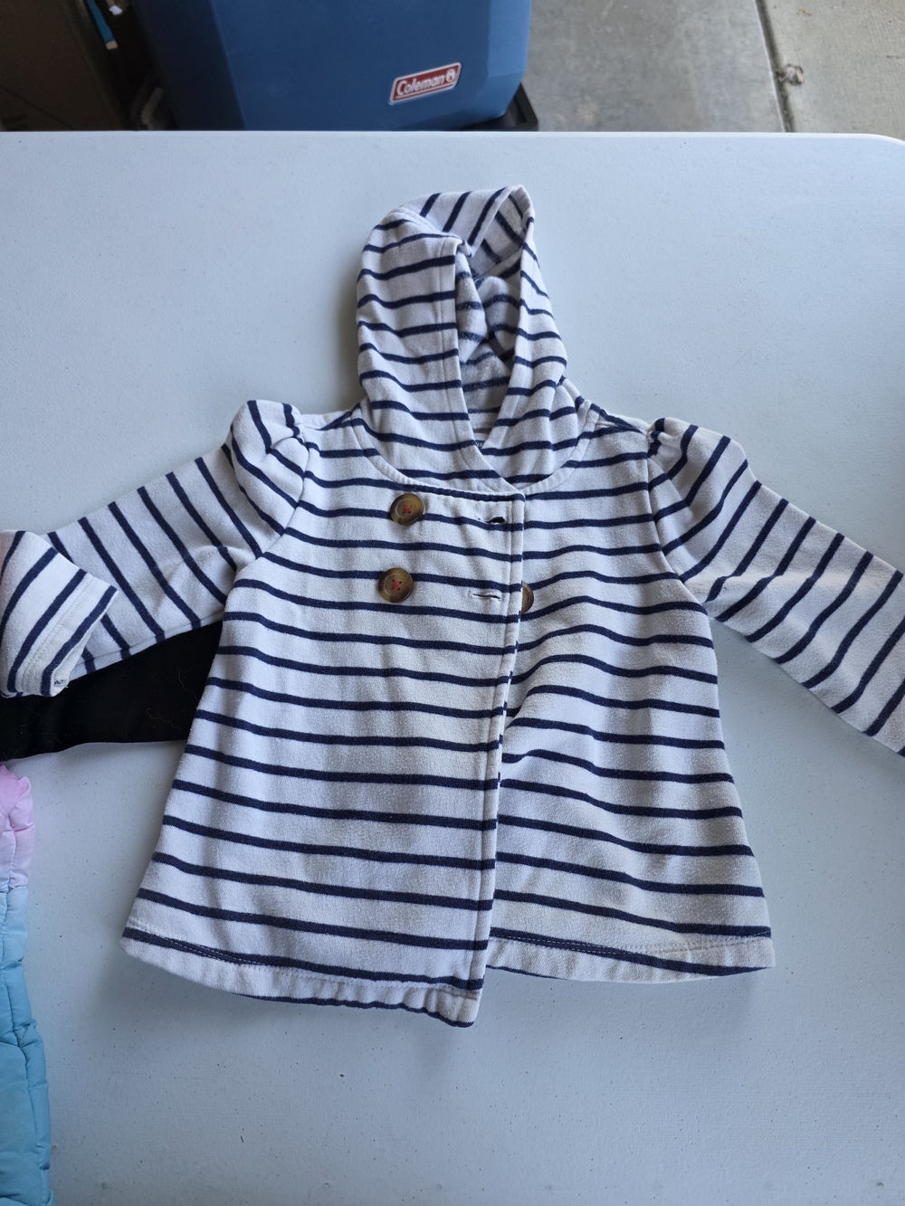 Old Navy Hooded Striped Kids Jacket in White & Navy